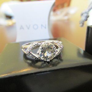 Avon Size 6 Ring. White Topaz w/Sterling Silver